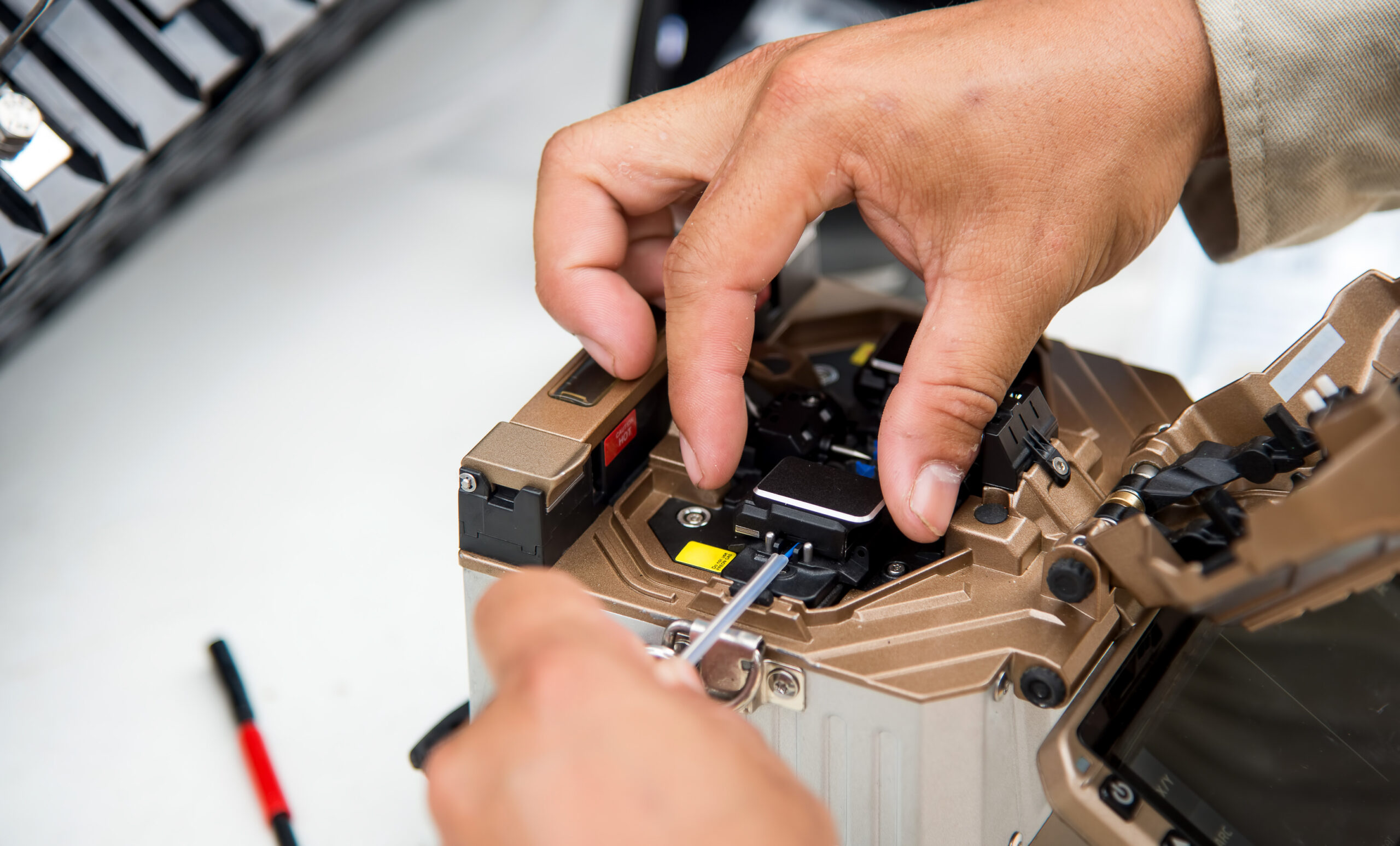 Fiber optic splicing work